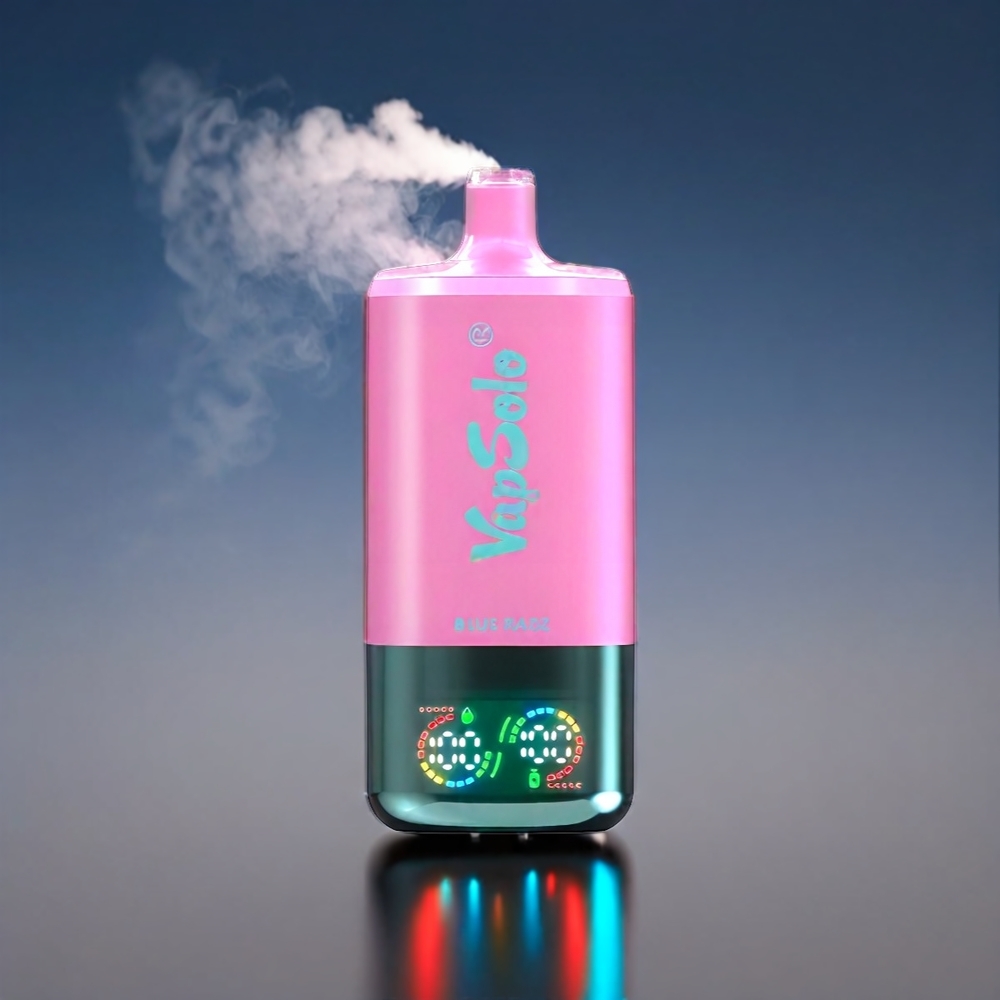 VapSolo Tripe 30000 Puffs Blue Hindbær 40ml 20mg/ml Type-C 47x47x115mm Engros Danmark