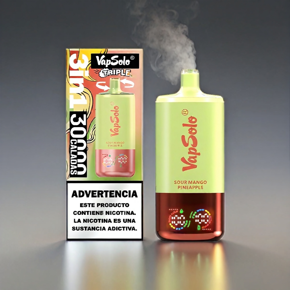 VapSolo Tripe 40000 Puffs Type-C 3 Tank Sur Mango Ananas 40ml 20mg/50mg Engros Danmark
