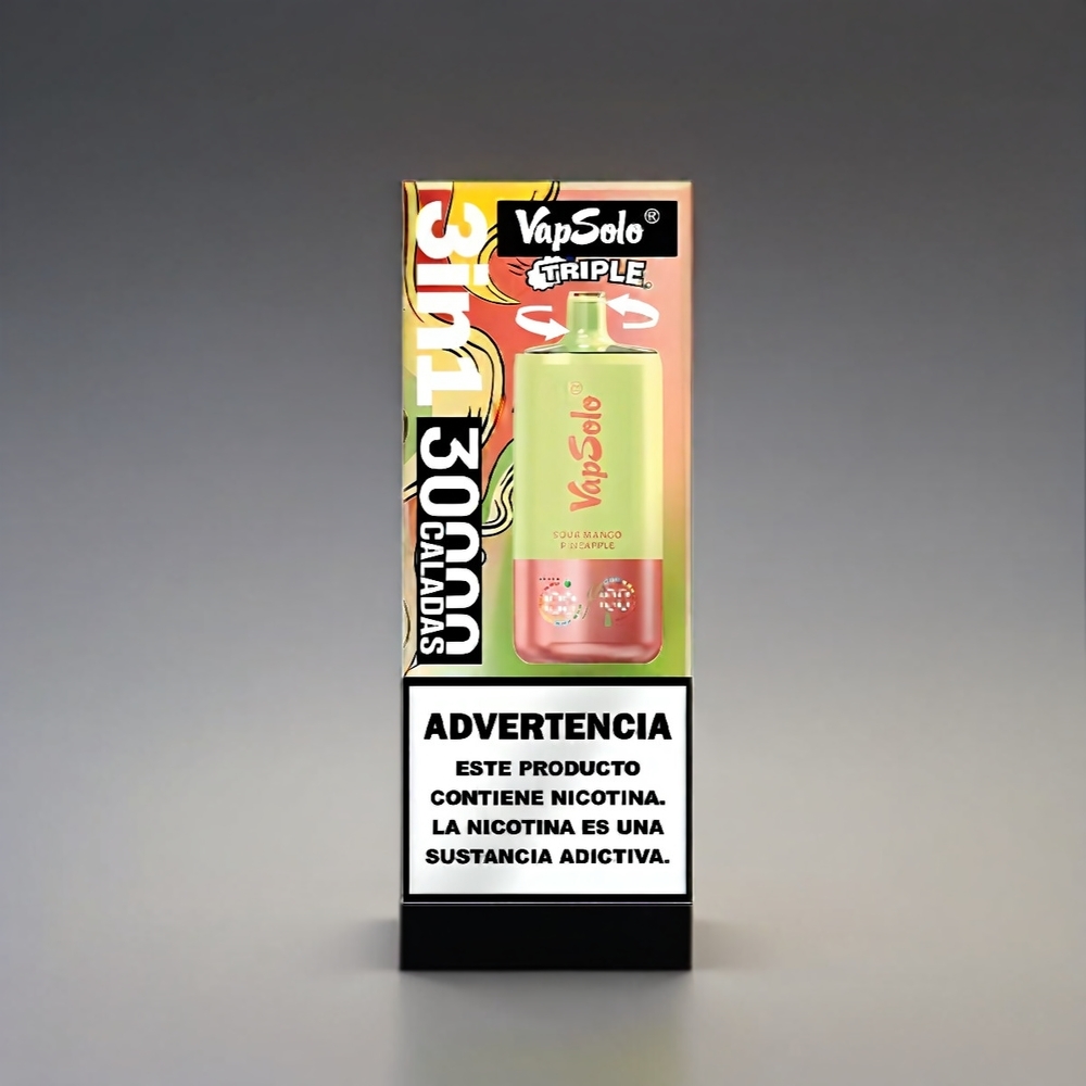 VapSolo Tripe 40000 Puffs Type-C 3 Tank Sur Mango Ananas 40ml 20mg/50mg Engros Danmark