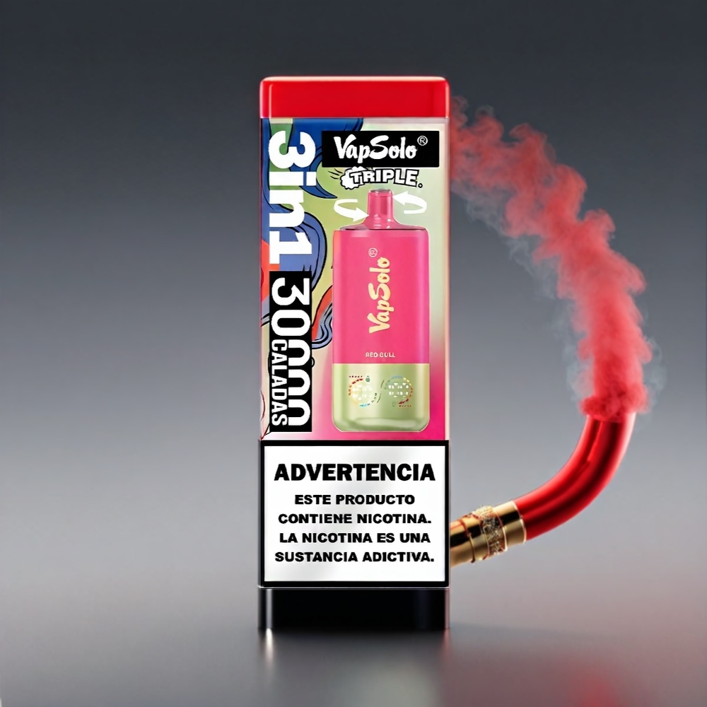 VapSolo Tripe 40ml 30000 Puffs 3-tank Type-C Rødtyr Engros Danmark