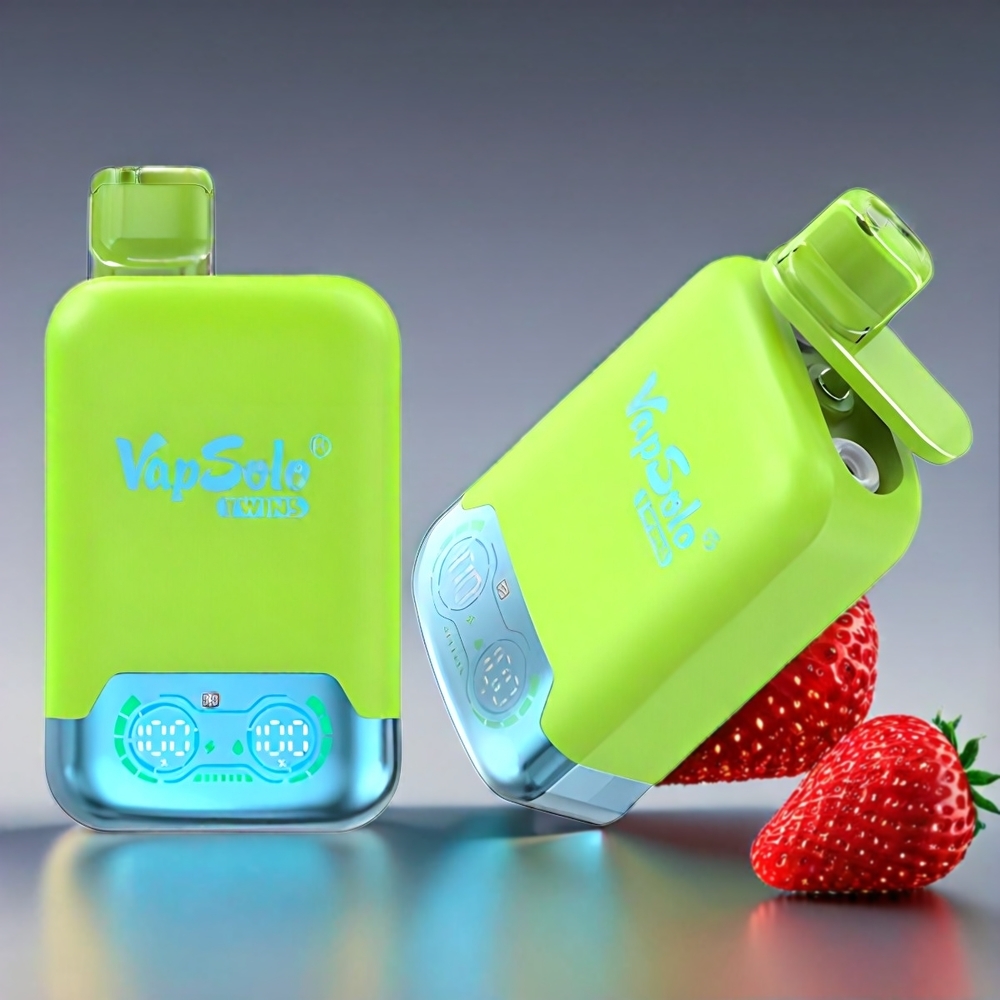 Vapsolo Twins 20000 Puffs Jordbær Kiwi & Jordbær Hindbær Kirsebær 40ml 2Tank Type-C 20mg/50mg Engros Danmark