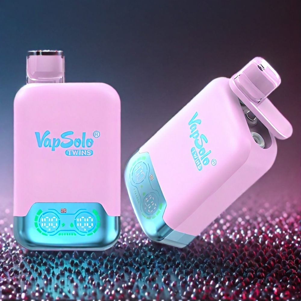Vapsolo Twins 20000 Puffs Sort Dragefrugt Jordbær & Hindbær Vandmelon | 40ml 20mg/ml/50mg/ml Type-C Engros Danmark