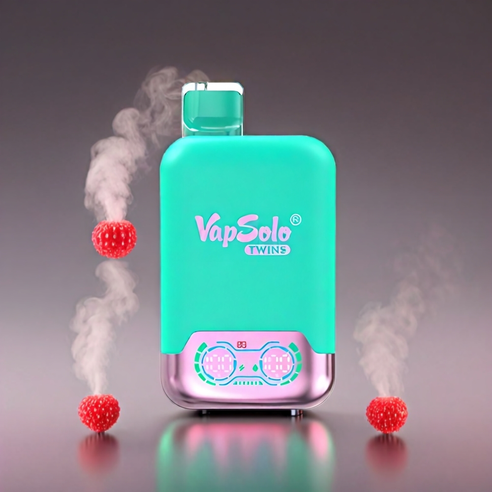 Vapsolo Twins 20000 Puffs Vape Triple Melon & Hindbær Vandmelon 40 ml 20mg/ml 2 tanke Type-C Engros Danmark