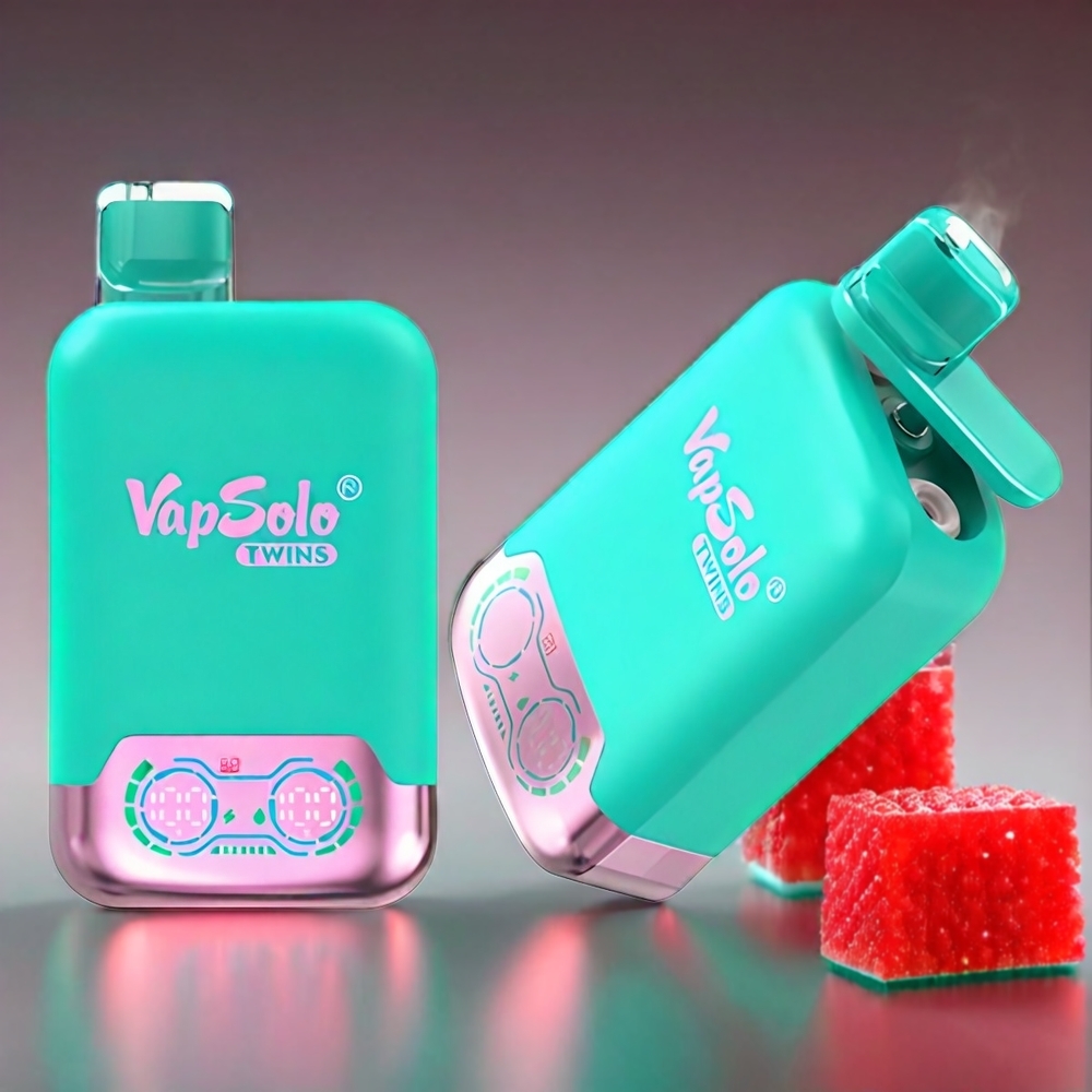 Vapsolo Twins 20000 Puffs Vape Triple Melon & Hindbær Vandmelon 40 ml 20mg/ml 2 tanke Type-C Engros Danmark