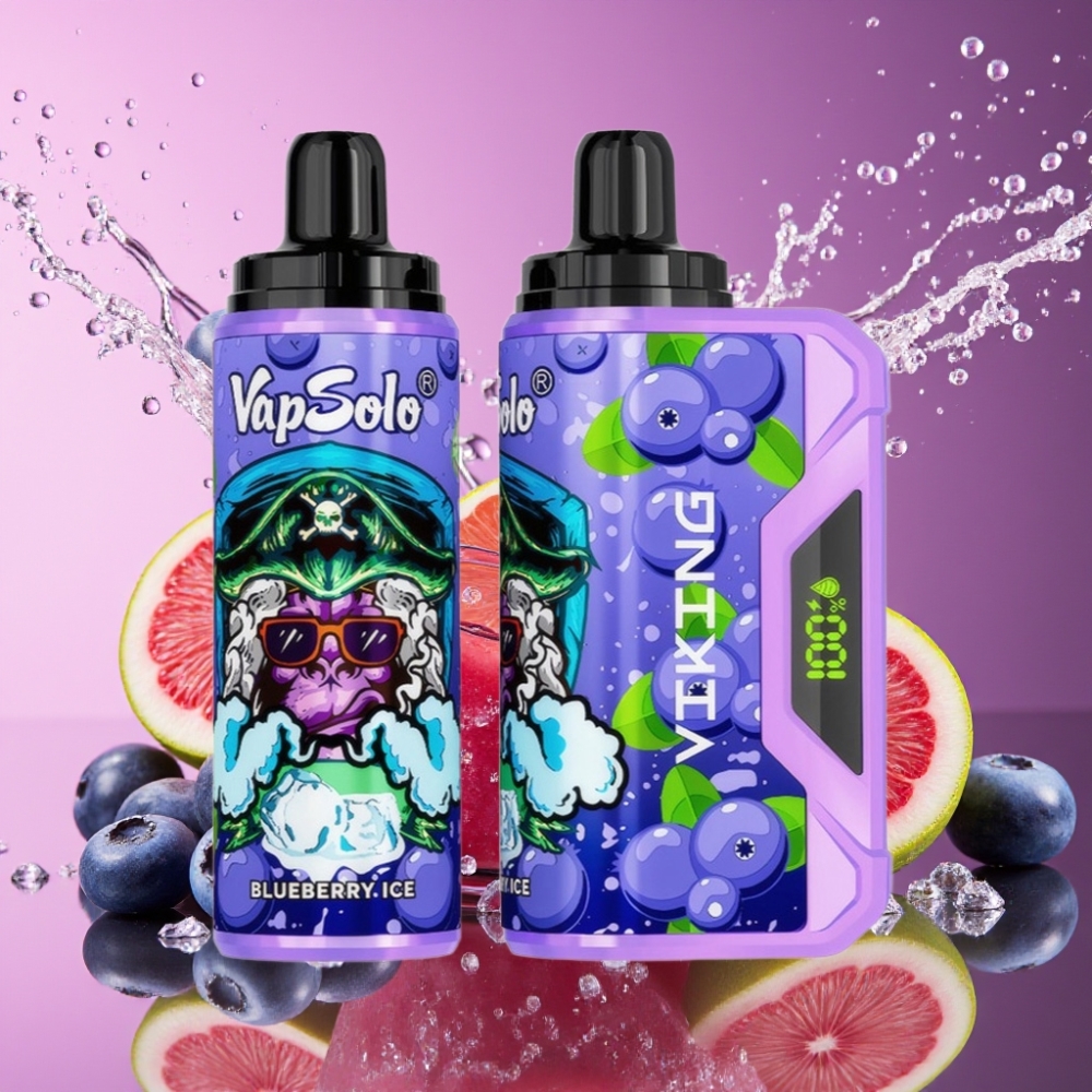VapSolo VIKING 12000 Puffs Blåbær 22ml 20/50mg Type-C LED Engros Danmark