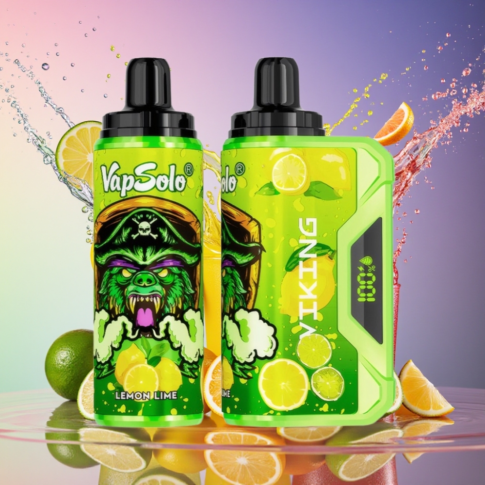 VapSolo VIKING 12000 Puffs Citron Lime 22ml 20/50mg Type-C LED Engros Danmark