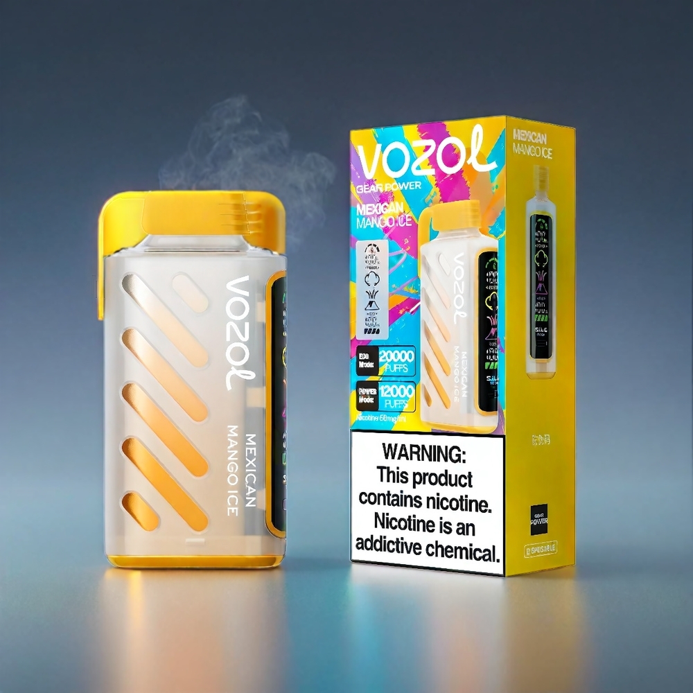 VOZOL Gear Power 20000 Puffs Dansk Mango S.i.L.C. Tech Dual Mesh Coil 20mL 5% Engros Danmark