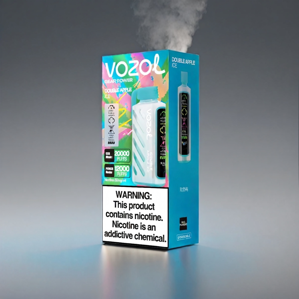 VOZOL Gear Power 20000 Puffs Dobbelt Æble med S.iL.C. Tech, Dual Mesh Coil, 20mL, 5%(50mg) + Engros Danmark