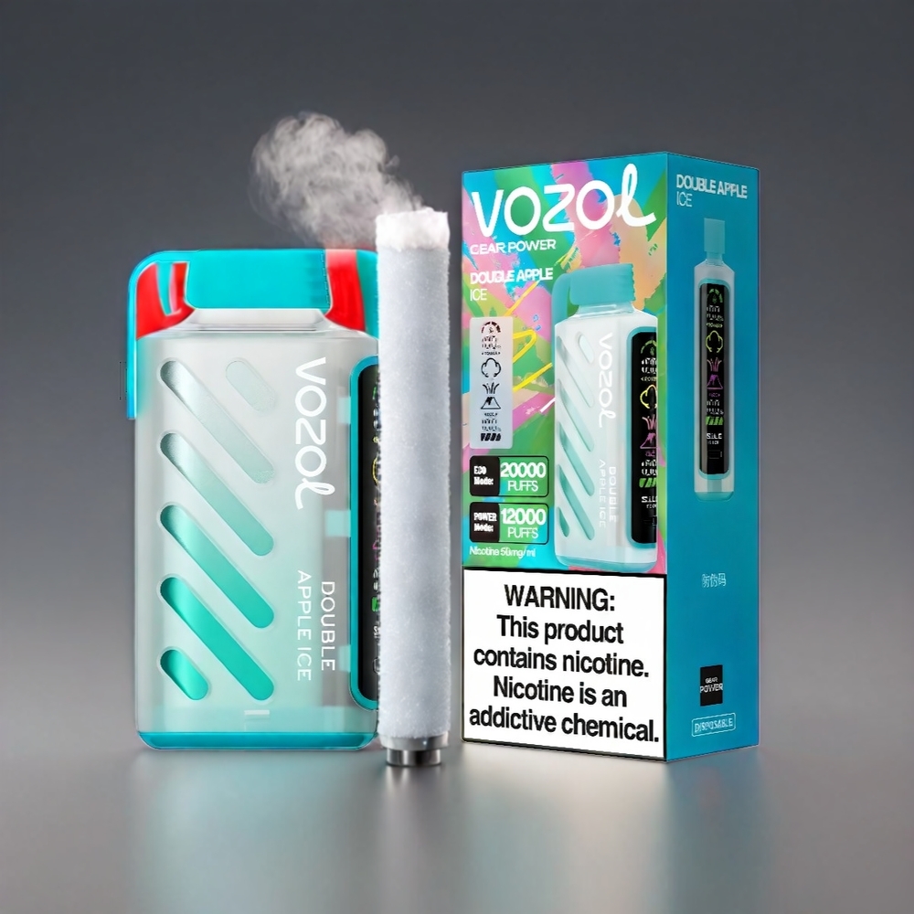 VOZOL Gear Power 20000 Puffs Dobbelt Æble med S.iL.C. Tech, Dual Mesh Coil, 20mL, 5%(50mg) + Engros Danmark