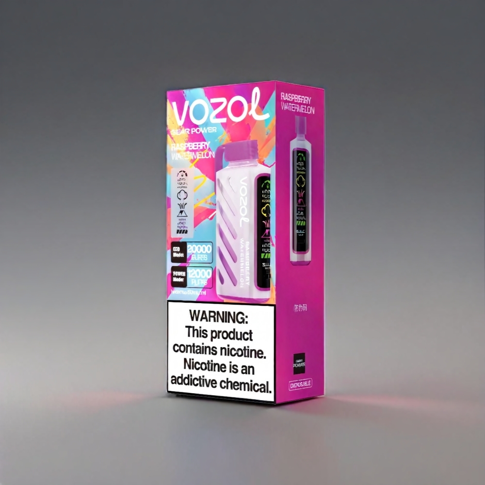 VOZOL Gear Power 20000 Puffs Dual Mesh Coil 20mL Hindbær Vandmelon Engros Danmark