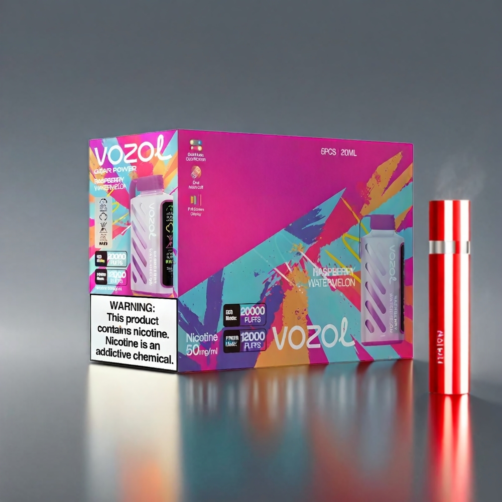 VOZOL Gear Power 20000 Puffs Dual Mesh Coil 20mL Hindbær Vandmelon Engros Danmark