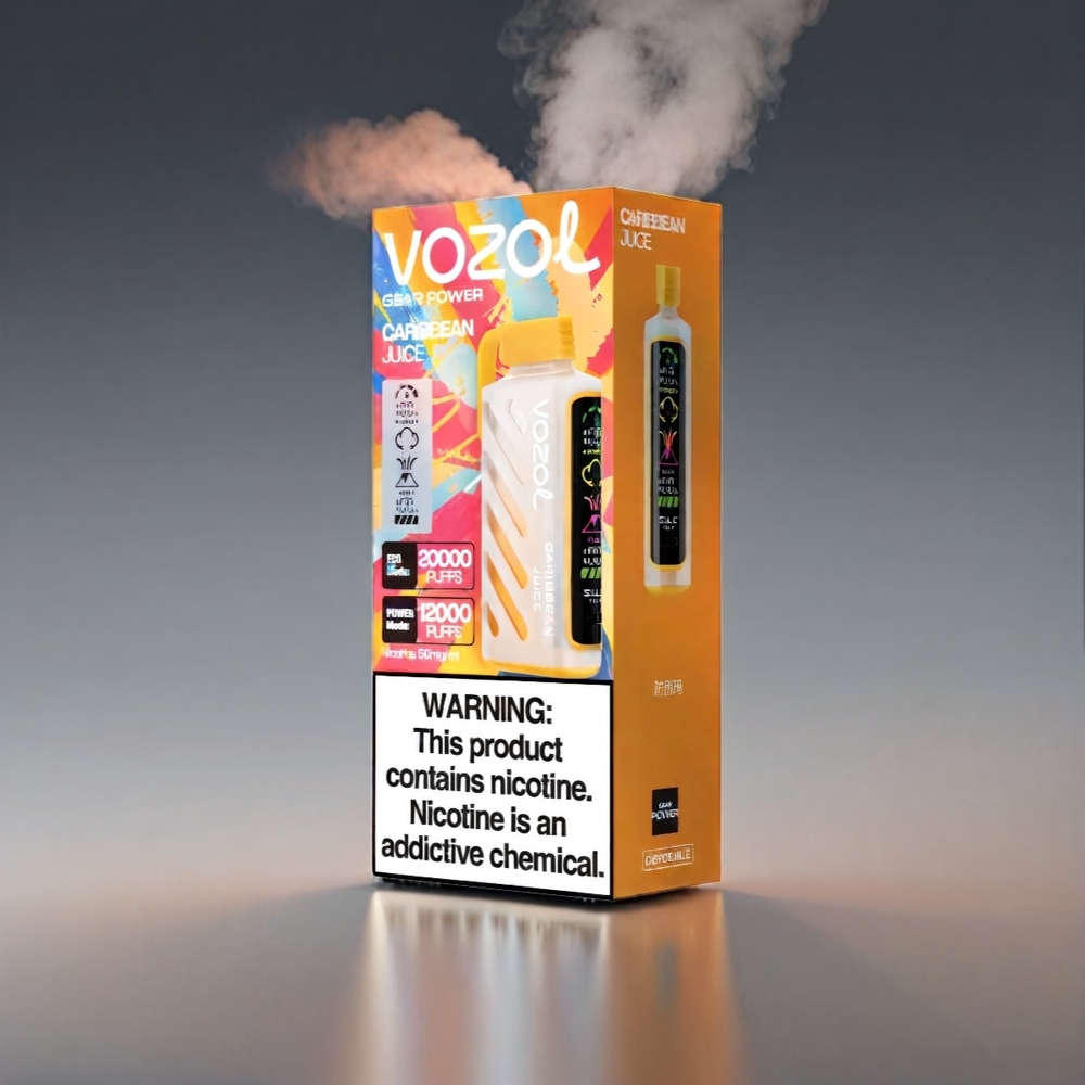VOZOL Gear Power 20000 Puffs S.i.L.C. Tech Dual Mesh Coil 20mL 5% Caribisk Saftevand Engros Danmark