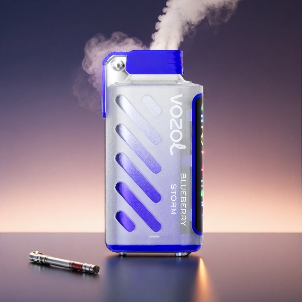 VOZOL Gear Power 20000 Puffs S.i.L.C. Tech Dual Mesh Full Skærm Blåbær Storm 20mL 5% Engros Danmark