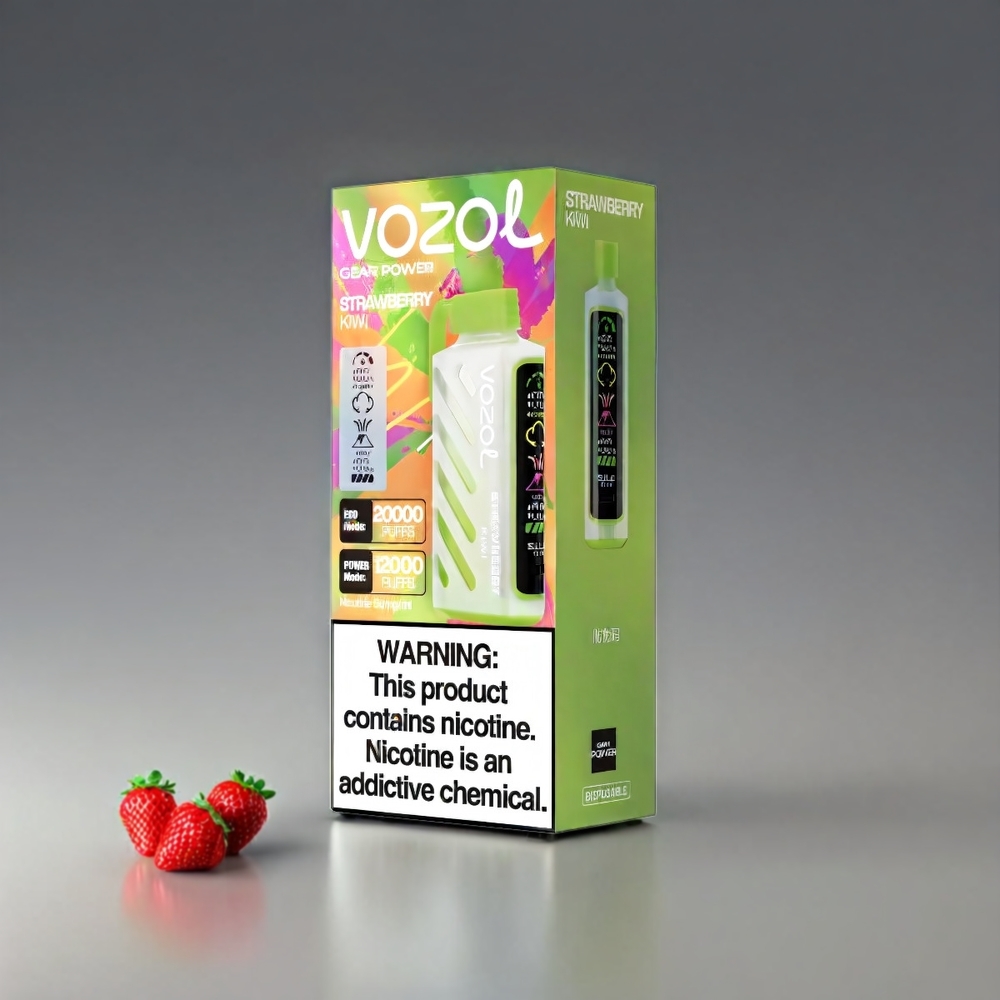 VOZOL Gear Power S.i.L.C. Tech 20000 Puffs Dual Mesh Full Display 20mL 5% Jordbær Kiwi Engros Danmark
