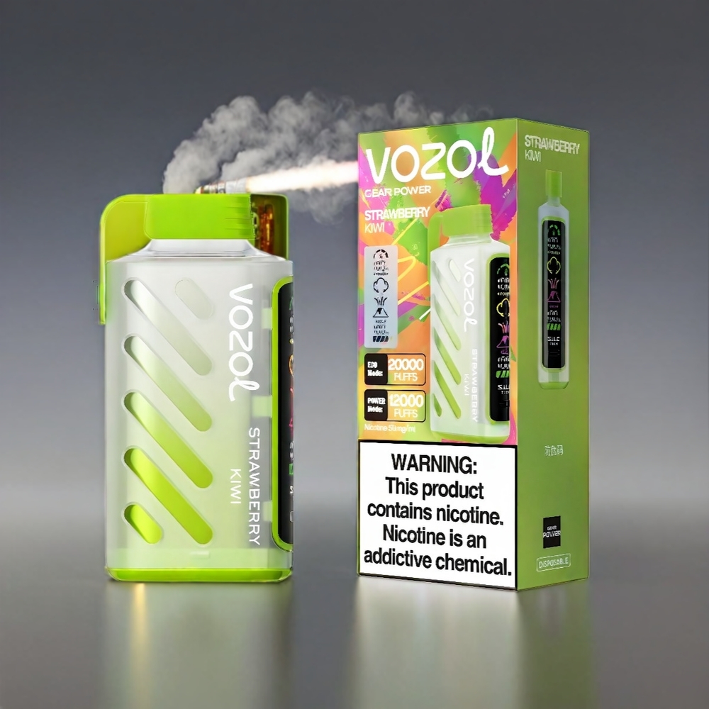 VOZOL Gear Power S.i.L.C. Tech 20000 Puffs Dual Mesh Full Display 20mL 5% Jordbær Kiwi Engros Danmark