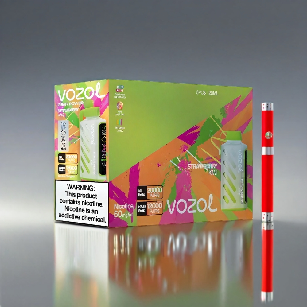 VOZOL Gear Power S.i.L.C. Tech 20000 Puffs Dual Mesh Full Display 20mL 5% Jordbær Kiwi Engros Danmark