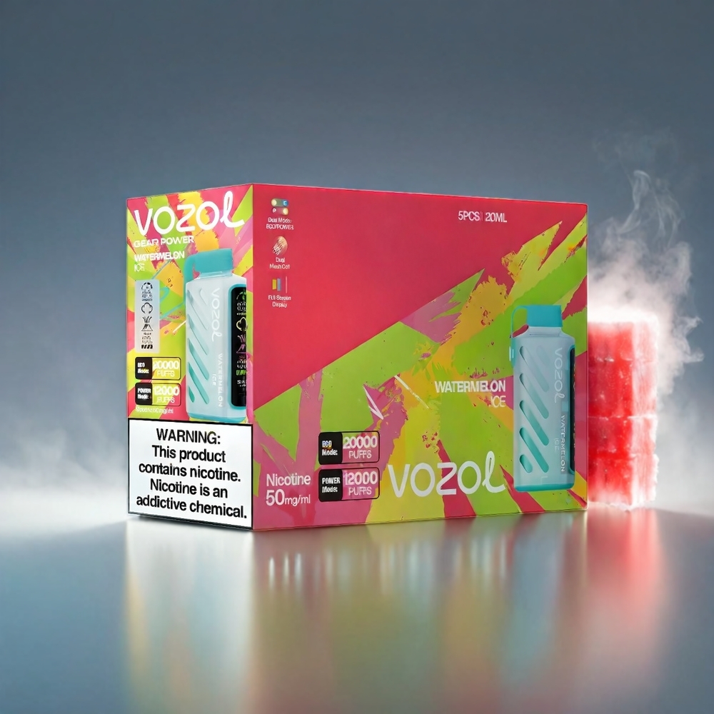 VOZOL Gear Power Vandmelon 20000 Puffs S.i.L.C. Tech Dual Mesh Coil 20mL 5% Engros Danmark