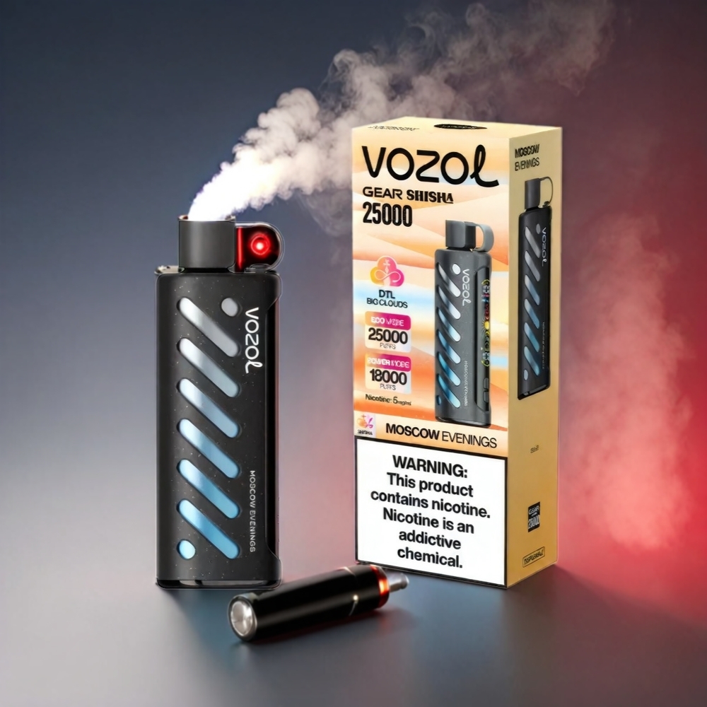 VOZOL Gear Shisha 25000 Puff 1000mAh Dual Mesh Dual Modes 30 Lækre Smage Moscow Evenings Engros Danmark