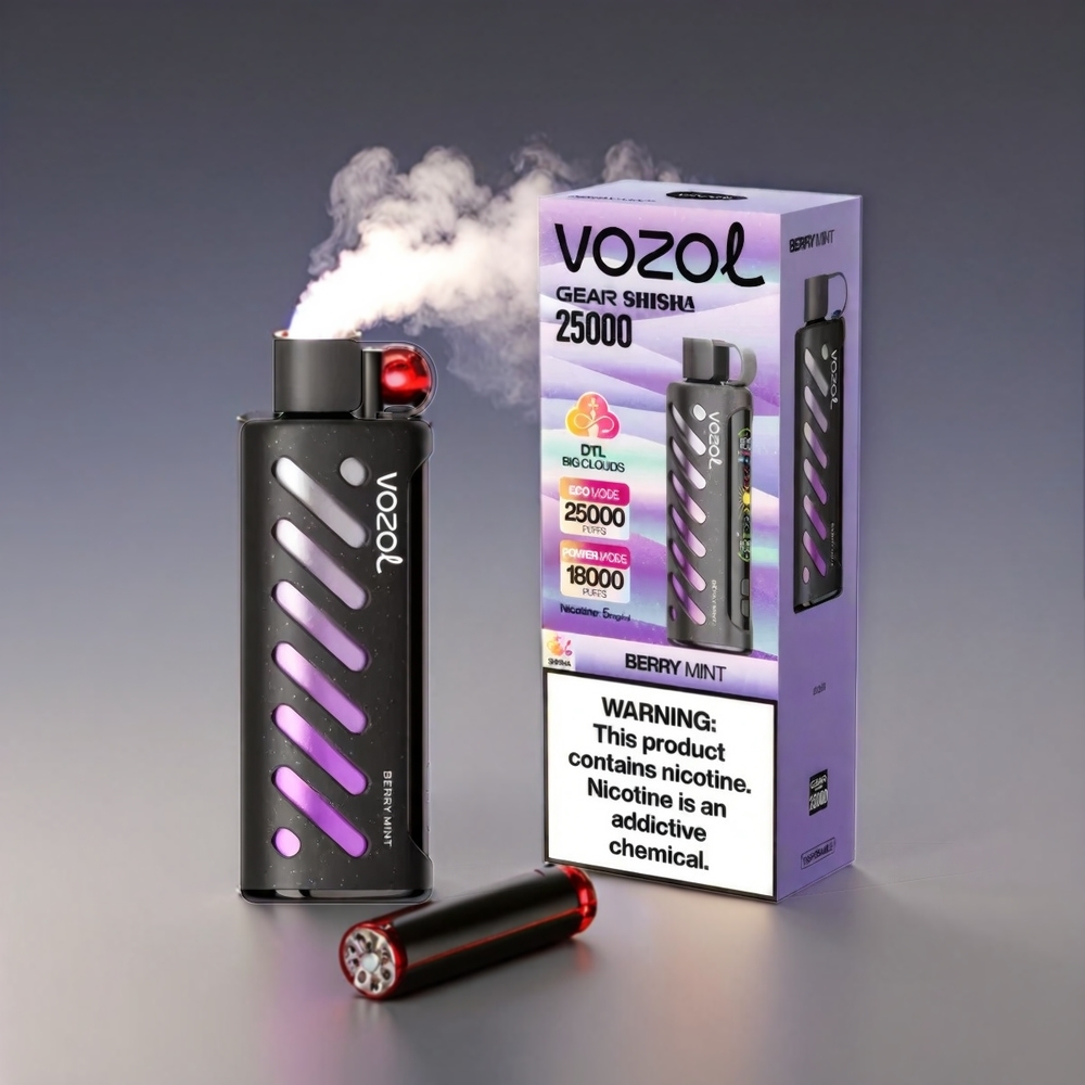 VOZOL Gear Shisha 25000 Puffs Bær Mynte Dual Mesh 1000mAh 3mg/ml Engros Danmark