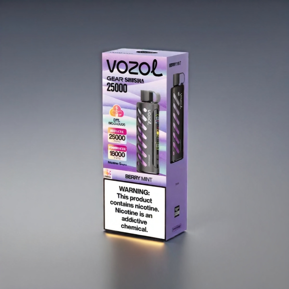 VOZOL Gear Shisha 25000 Puffs Bær Mynte Dual Mesh 1000mAh 3mg/ml Engros Danmark