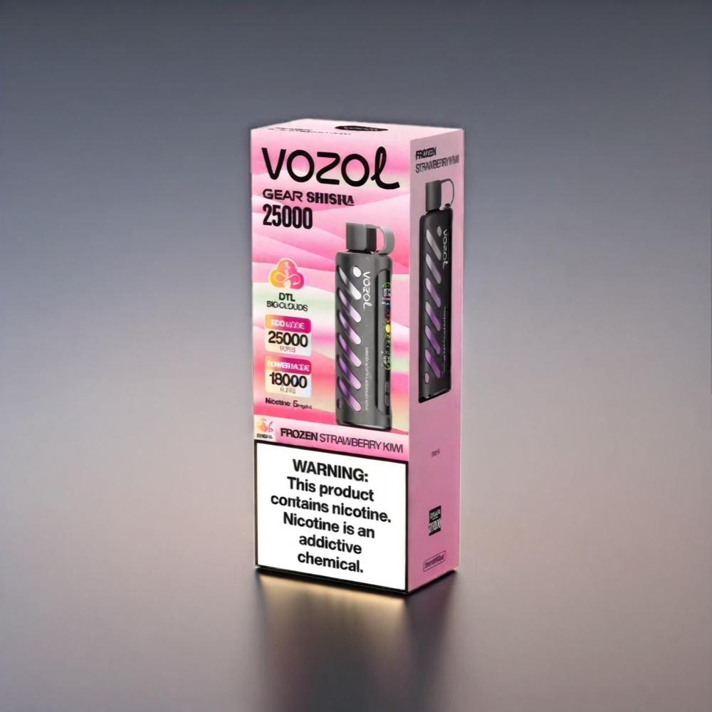 VOZOL Gear Shisha 25000 Puffs Frossen Jordbær Kiwi Dual Mesh S.i.L.C Tech 1000mAh Engros Danmark