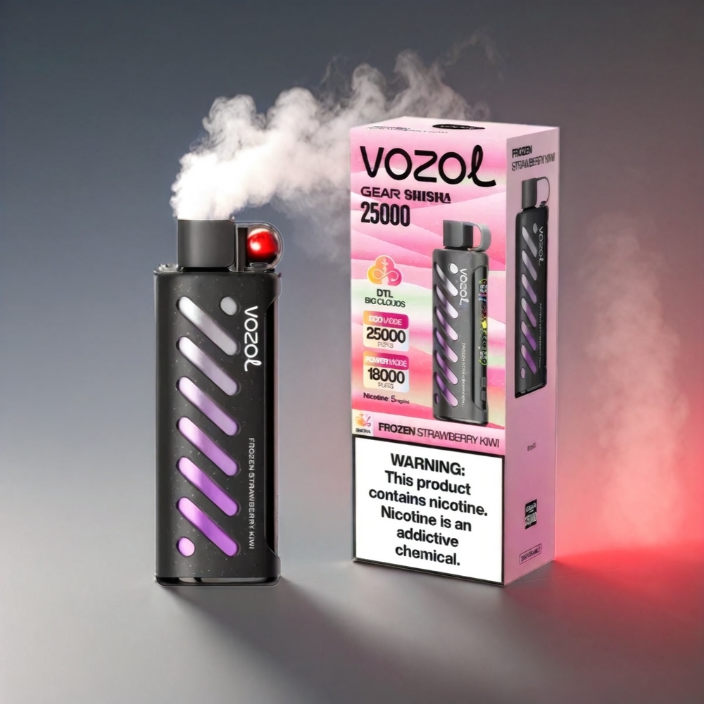 VOZOL Gear Shisha 25000 Puffs Frossen Jordbær Kiwi Dual Mesh S.i.L.C Tech 1000mAh Engros Danmark