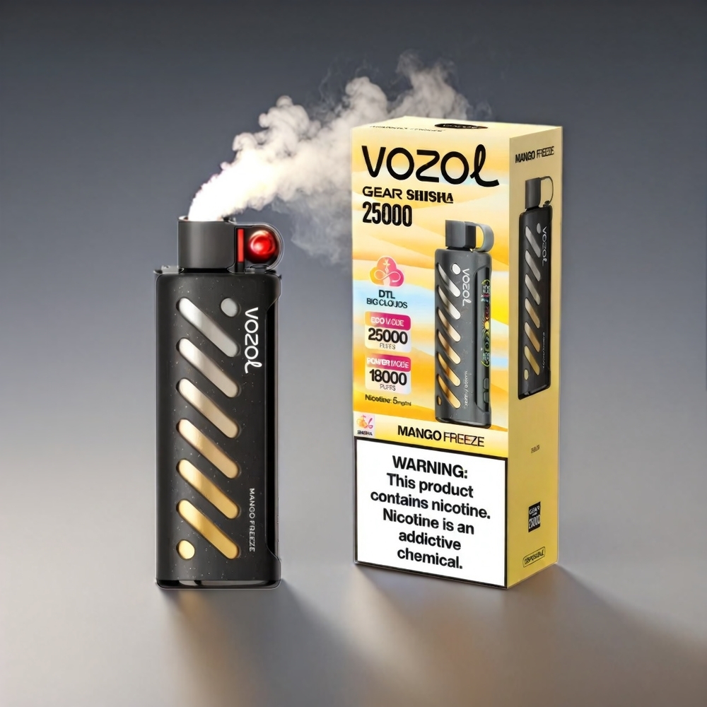 VOZOL Gear Shisha 25000 Puffs Mango Frost S.i.L.C Tech Dual Mesh 1000mAh 3mg/5mg Engros Danmark