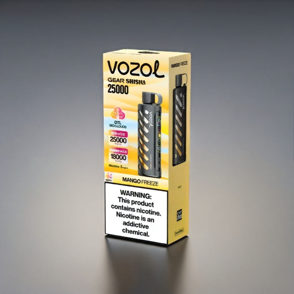 VOZOL Gear Shisha 25000 Puffs Mango Frost S.i.L.C Tech Dual Mesh 1000mAh 3mg/5mg Engros Danmark