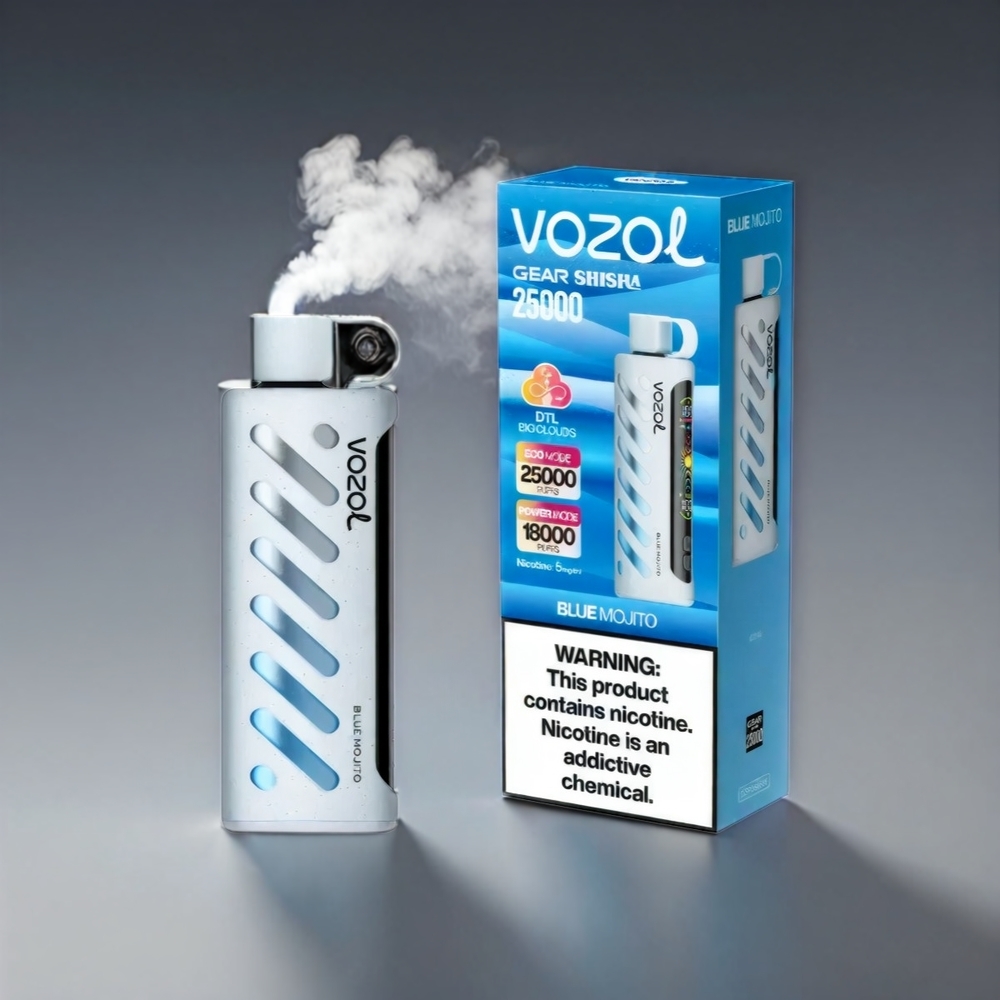 VOZOL Gear Shisha 25000 Puffs S.i.L.C Tech Dual Mesh Blå Mojito 3mg/ml-5mg/ml 1000mAh Engros Danmark