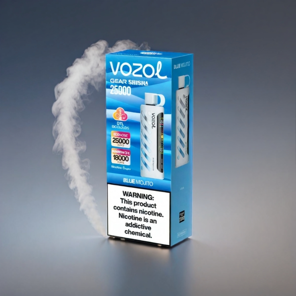 VOZOL Gear Shisha 25000 Puffs S.i.L.C Tech Dual Mesh Blå Mojito 3mg/ml-5mg/ml 1000mAh Engros Danmark