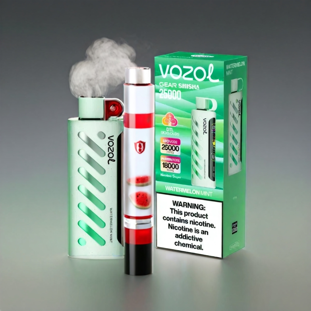 VOZOL Gear Shisha 25000 Puffs Vandmelon Mynte | Dual Mesh, 1000mAh, 3mg/5mg - Engros Danmark