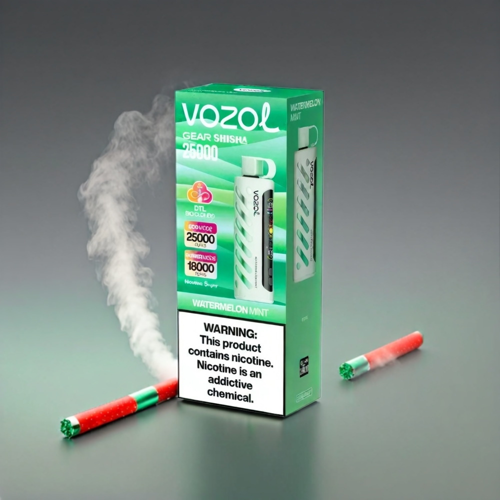 VOZOL Gear Shisha 25000 Puffs Vandmelon Mynte | Dual Mesh, 1000mAh, 3mg/5mg - Engros Danmark