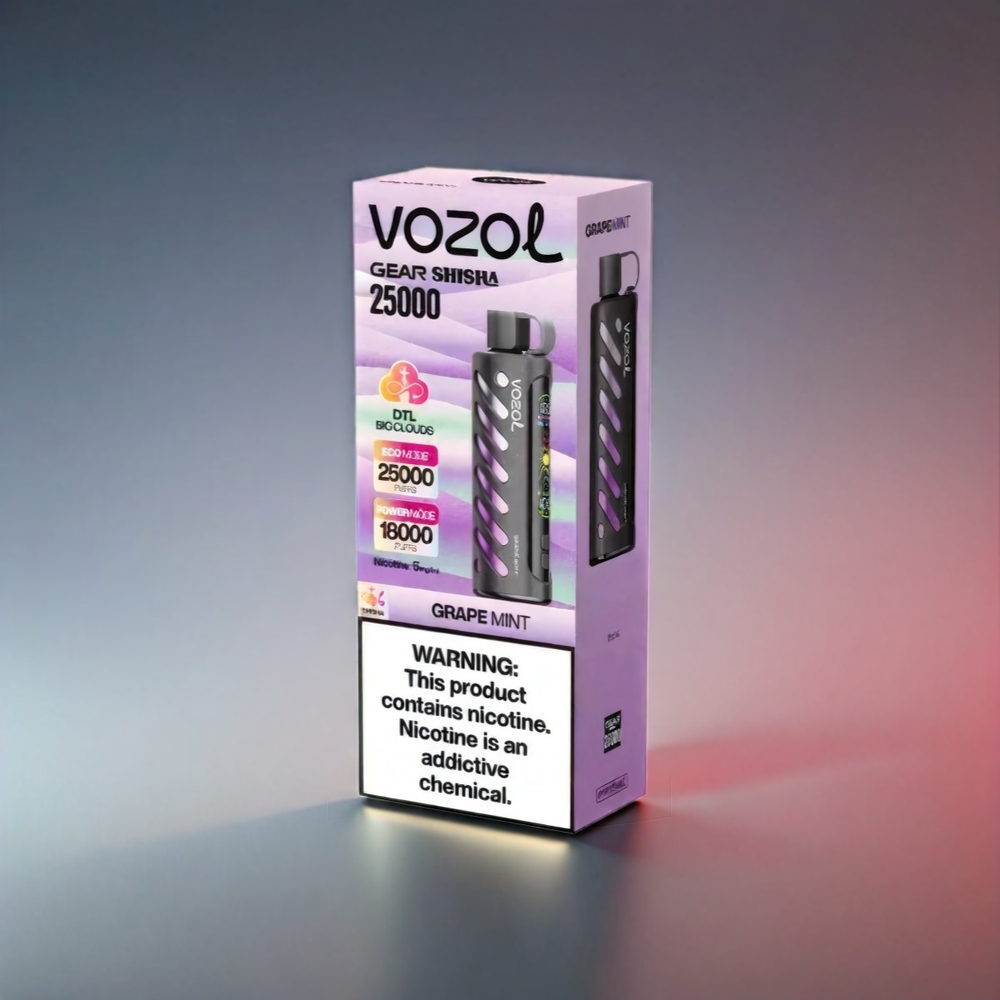 VOZOL Gear Shisha 25000 Puffs Vape Vindruge Mynte - 30 Smag, S.i.L.C Tech, Dual Mesh, 1000mAh, 3mg/ml/5mg/ml + Engros Danmark