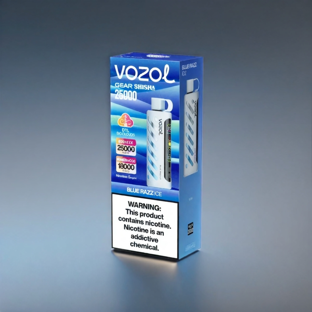 VOZOL Gear Shisha Blå Hindbær 25000 Puffs S.i.L.C Tech Dual Mesh 1000mAh 3mg/ml/5mg/ml Engros Danmark