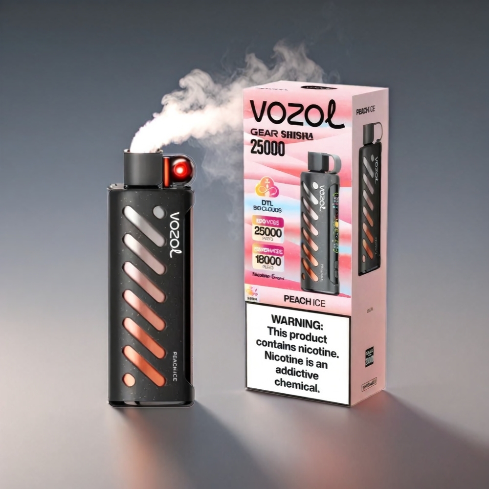 VOZOL Gear Shisha Fersken 25000 Puffs S.i.L.C Tech Dual Mesh 1000mAh 3mg/5mg Engros Danmark