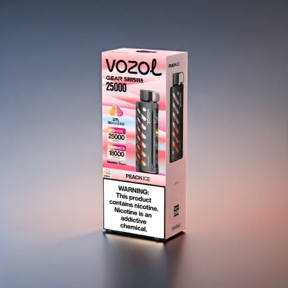 VOZOL Gear Shisha Fersken 25000 Puffs S.i.L.C Tech Dual Mesh 1000mAh 3mg/5mg Engros Danmark