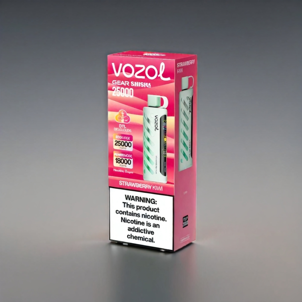 VOZOL Gear Shisha Jordbær Kiwi 25000 Puffs Dual Mesh 1000mAh S.i.L.C Tech 3mg/ml Engros Danmark