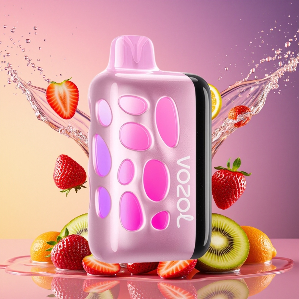 VOZOL RAVE 40000 Engangs Vape Jordbær Kiwi 270° Glød Design Beat-Synede Party Mode 80% Opladning på 20 Min 20/50mg/ml Nikotin 1000mAh Batteri Engros Danmark
