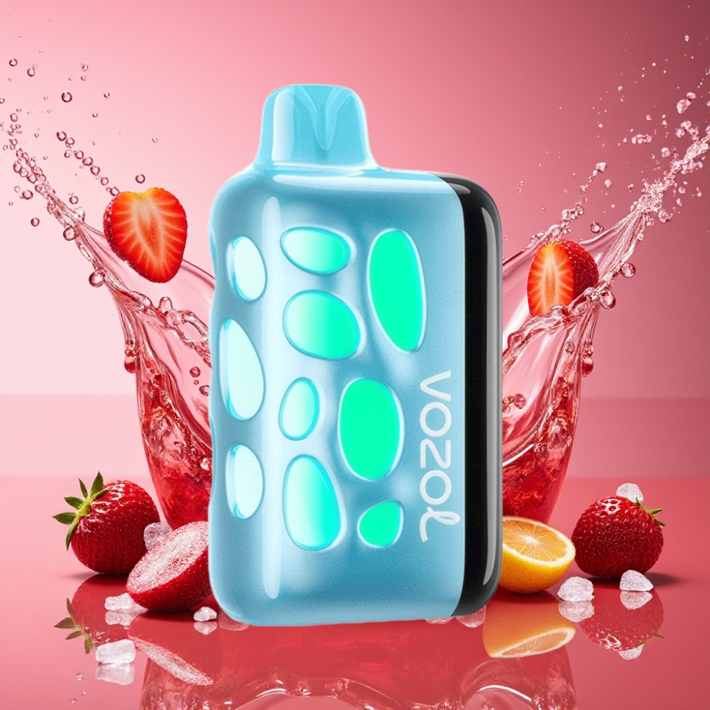 VOZOL RAVE 40000 Engangs Vape Kirsebær Jordbær | 270° Glød Design Beat-Synced Party Mode 80% Opladning på 20 Min 20/50mg/ml Nikotin 1000mAh Batteri Engros Danmark