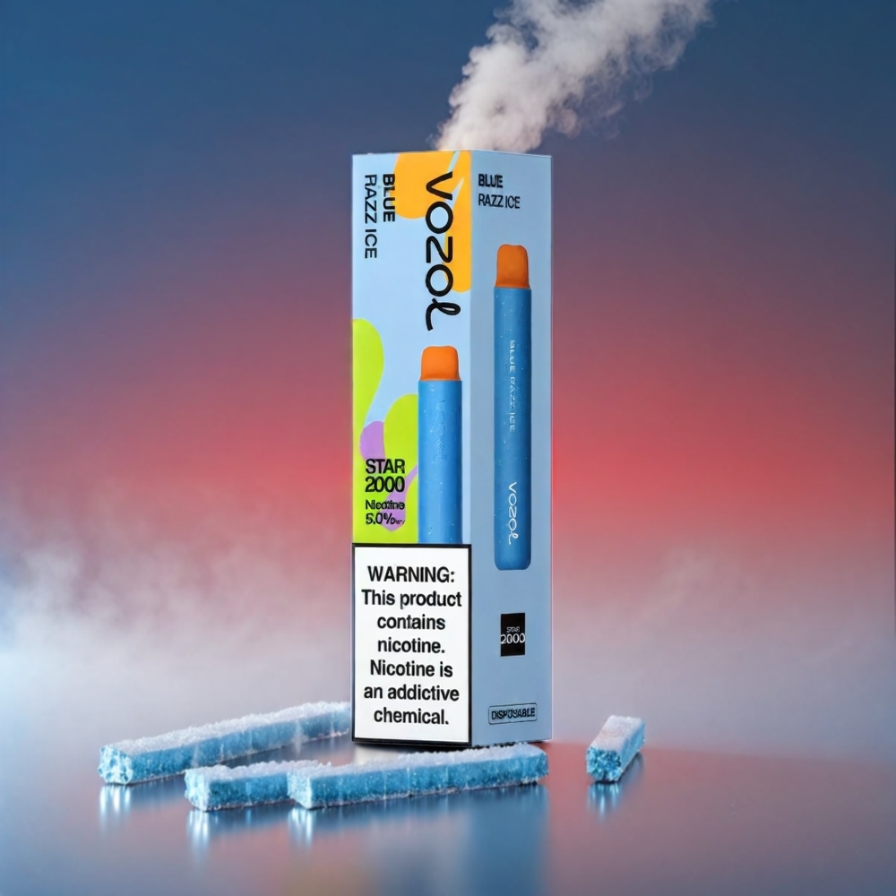 VOZOL Star 20000 Puffs Dual Mesh 650mAh Blå Hindbær 2.2'' HD Skærm 0/20/50mg Engros Danmark