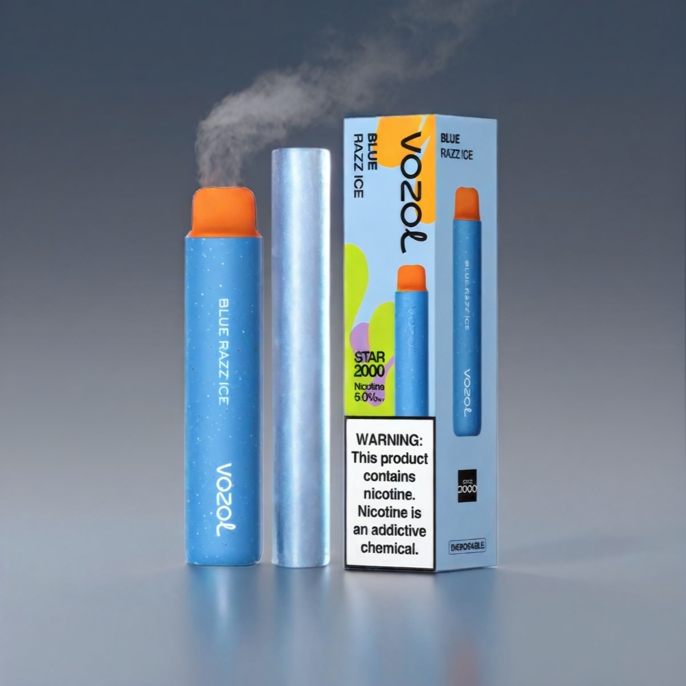 VOZOL Star 20000 Puffs Dual Mesh 650mAh Blå Hindbær 2.2'' HD Skærm 0/20/50mg Engros Danmark