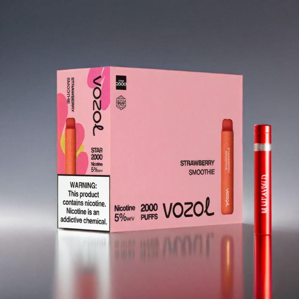 VOZOL Stjerne 20000 Puffs Jordbær Smoothie 2.2'' HD spejlskærm Dual Mesh 650mAh 0mg/ml/20mg/ml/50mg/ml Engros Danmark