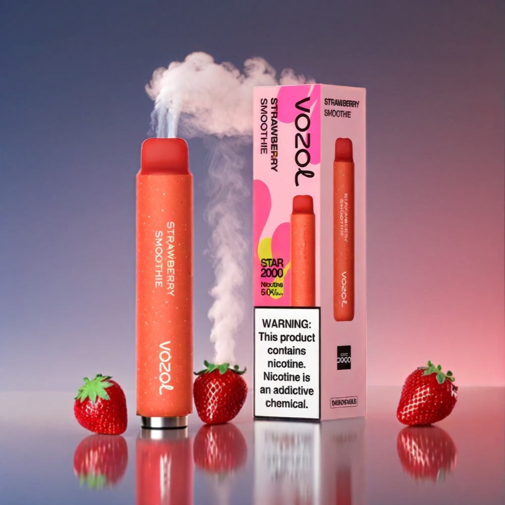 VOZOL Stjerne 20000 Puffs Jordbær Smoothie 2.2'' HD spejlskærm Dual Mesh 650mAh 0mg/ml/20mg/ml/50mg/ml Engros Danmark