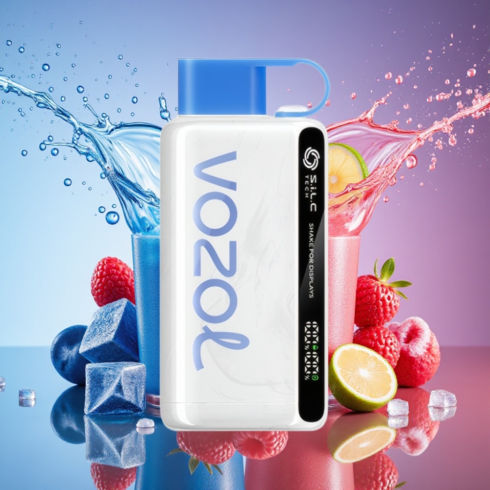 VOZOL STAR 9000/12000 Engangs Vape Blå Hindbær Is med Shake Display, S.i.L.C TECH Engros Danmark