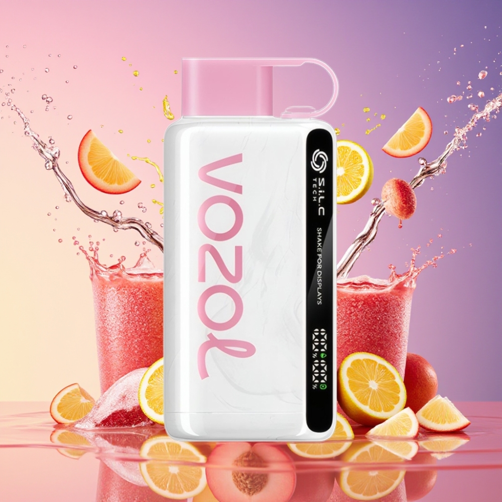 VOZOL STAR 9000/12000 Engangs Vape Fersken Is med Shake for displays, S.i.L.C TECH Engros Danmark