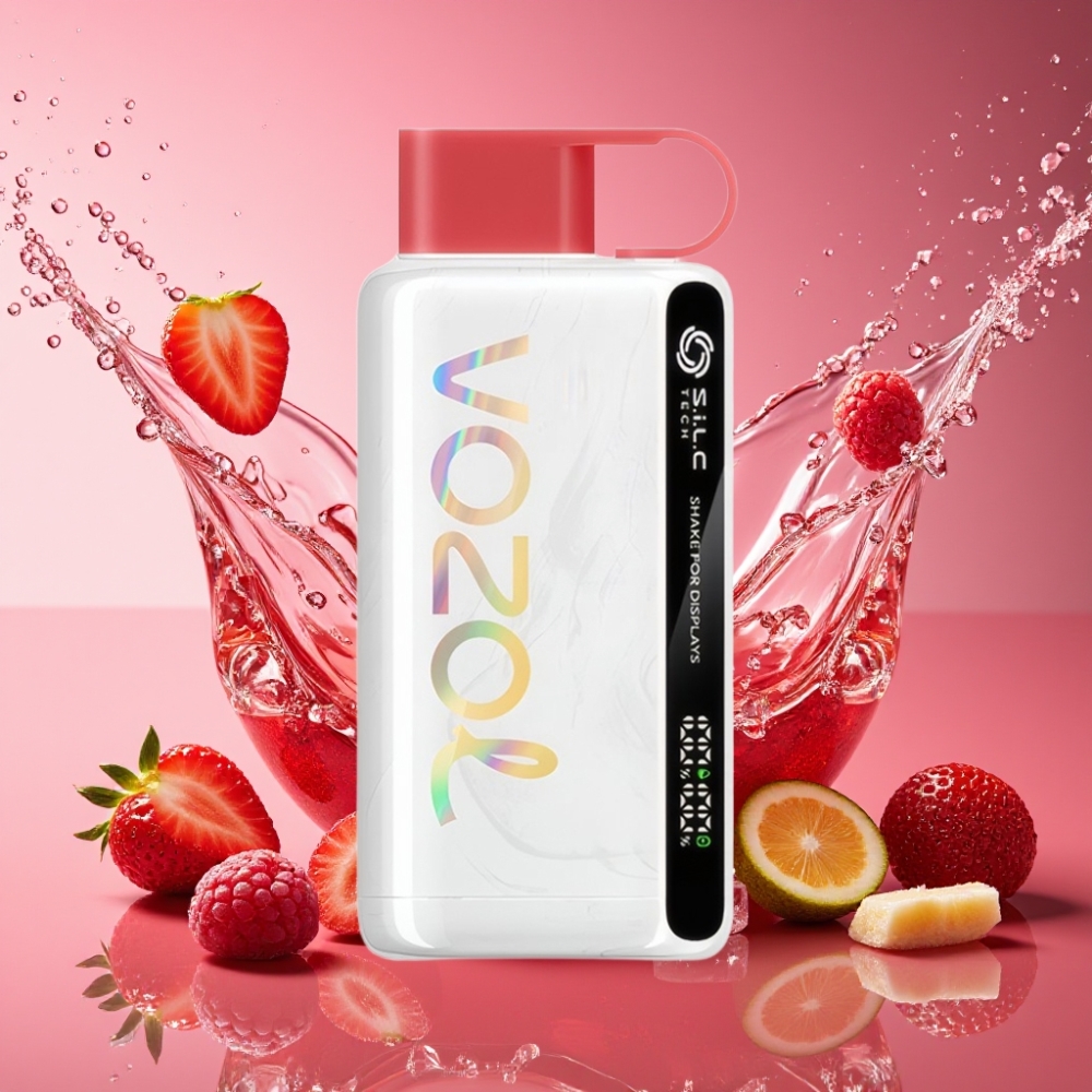 VOZOL STAR 9000/12000 Engangs Vape Jordbær Hindbær Kirsebær Shake Display S.i.L.C TECH Mundstykke Beskyttelse 30% Hurtig Opladning 650mAh Batteri 0/20/50mg/ml Nikotin Engros Danmark