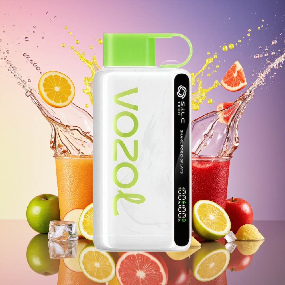 VOZOL STAR 9000/12000 Engangs Vape Sur Æble Is med Shake for display, S.i.L.C TECH, Mundstykke Beskyttelse, 30% hurtigere opladning, 650mAh Batteri, 0/20/50mg/ml Nikotin Engros Danmark